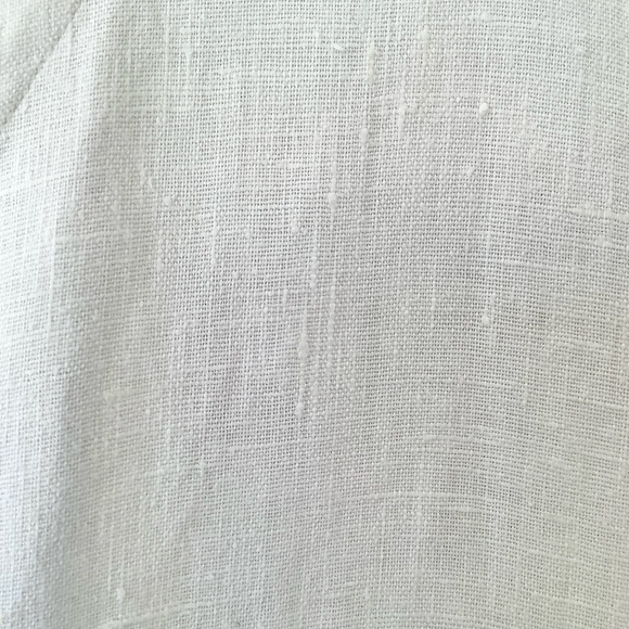 MARISA CHRISTINA Linen Blazer White 1X Long 32” USA Made V-Neck Patch Pockets - Picture 6 of 10